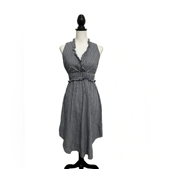 Hope & Harlow Navy White Gingham Dress. Size 2 - Picture 1 of 7